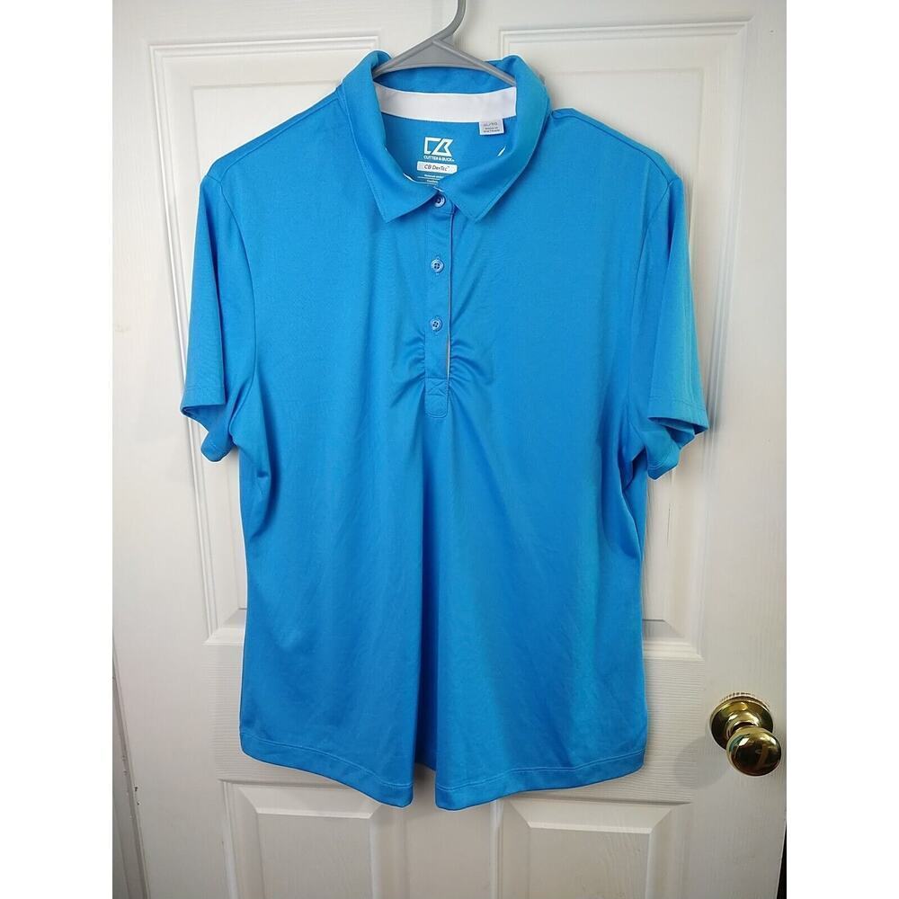 $ Cutter&Buck Women's Blue Golf Breathable Moisture Wick Short Sleeve Collar...